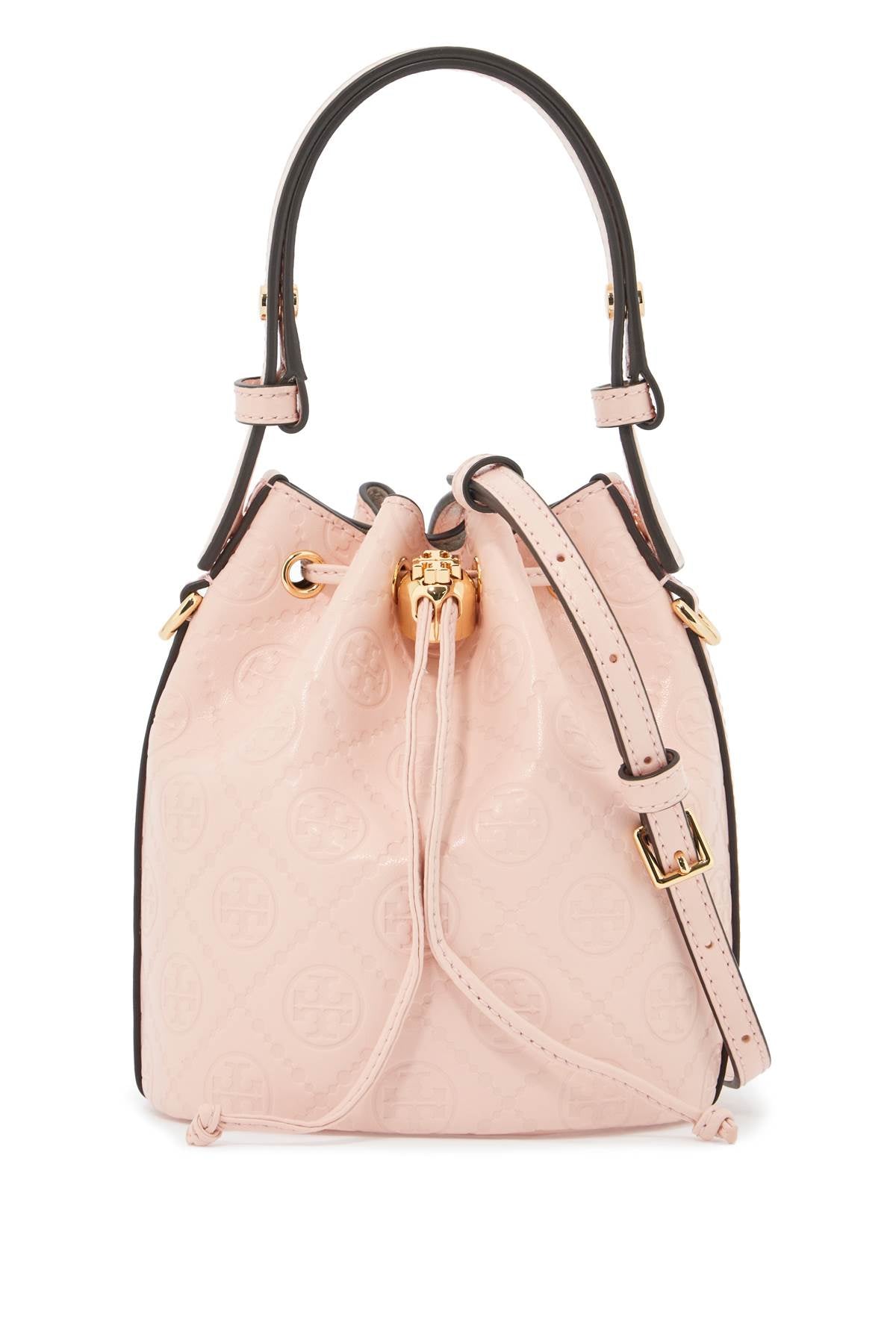 Tory Burch Mini T Monogram Leather Bucket Bag   Pink