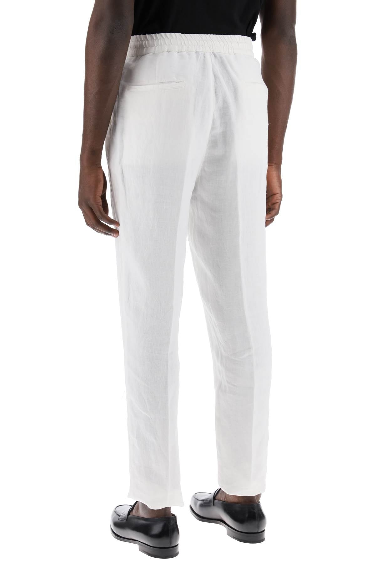 Brunello Cucinelli Replace With Double Quotestriped Linen Joggers With C   White