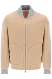 Brunello Cucinelli Reversible Cashmere Bomber Jacket   Beige