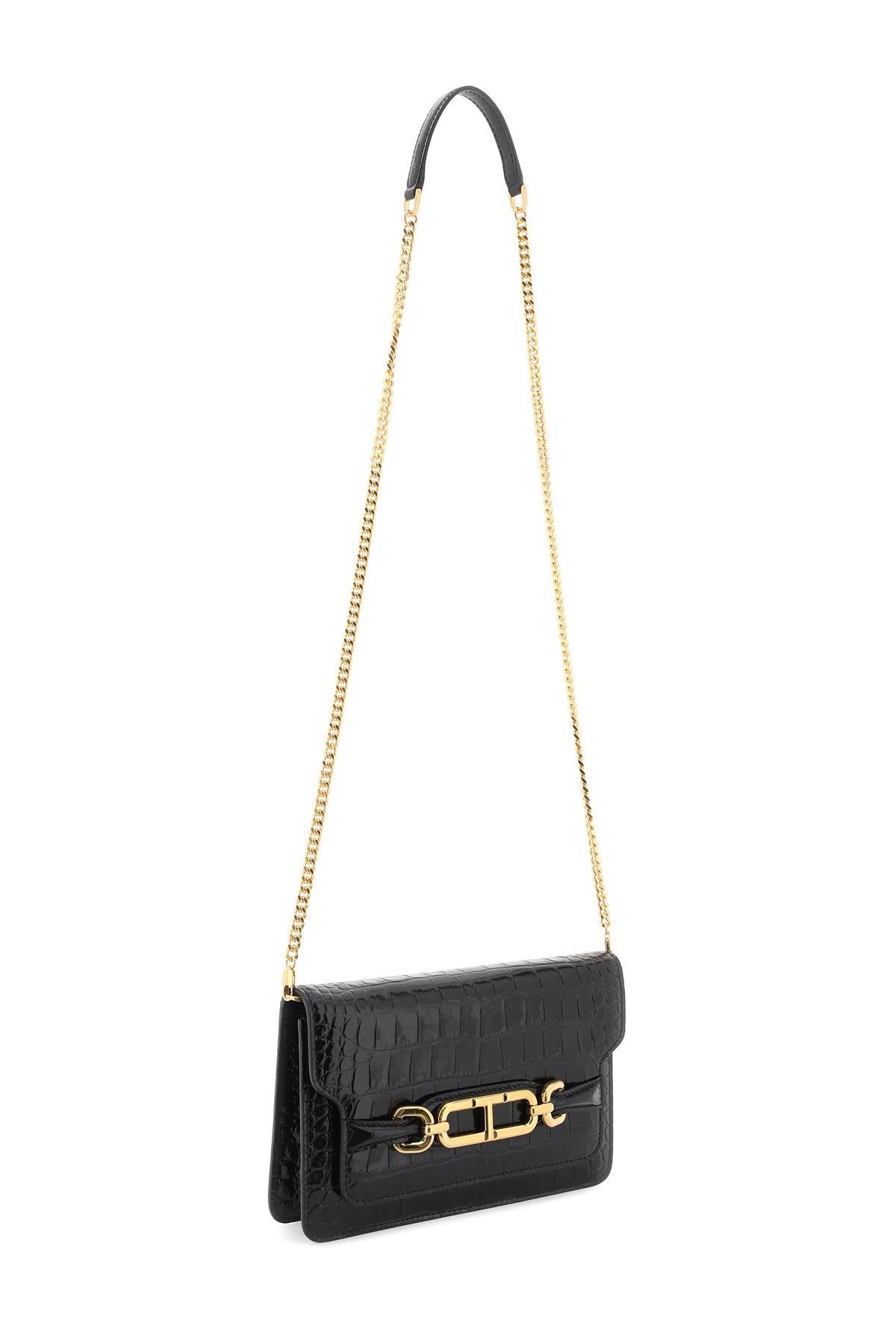 Tom Ford Whitney Crocodile Print Shoulder Bag.   Black