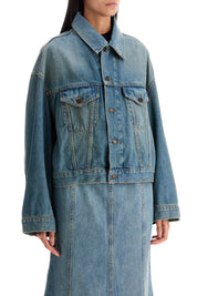 Haikure Denim Boxy Jacket With Spencer   Blue