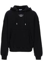 Off White Hooded Sweatshirt With Paisley   Black