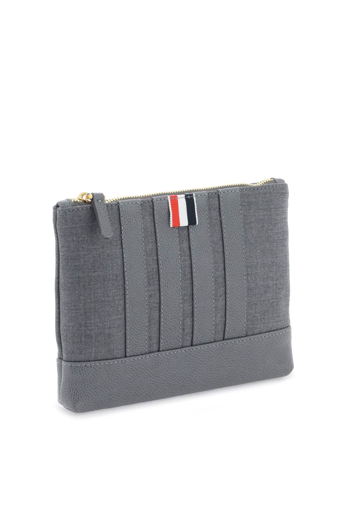 Thom Browne Wool 4 Bar Small Pouch   Grey