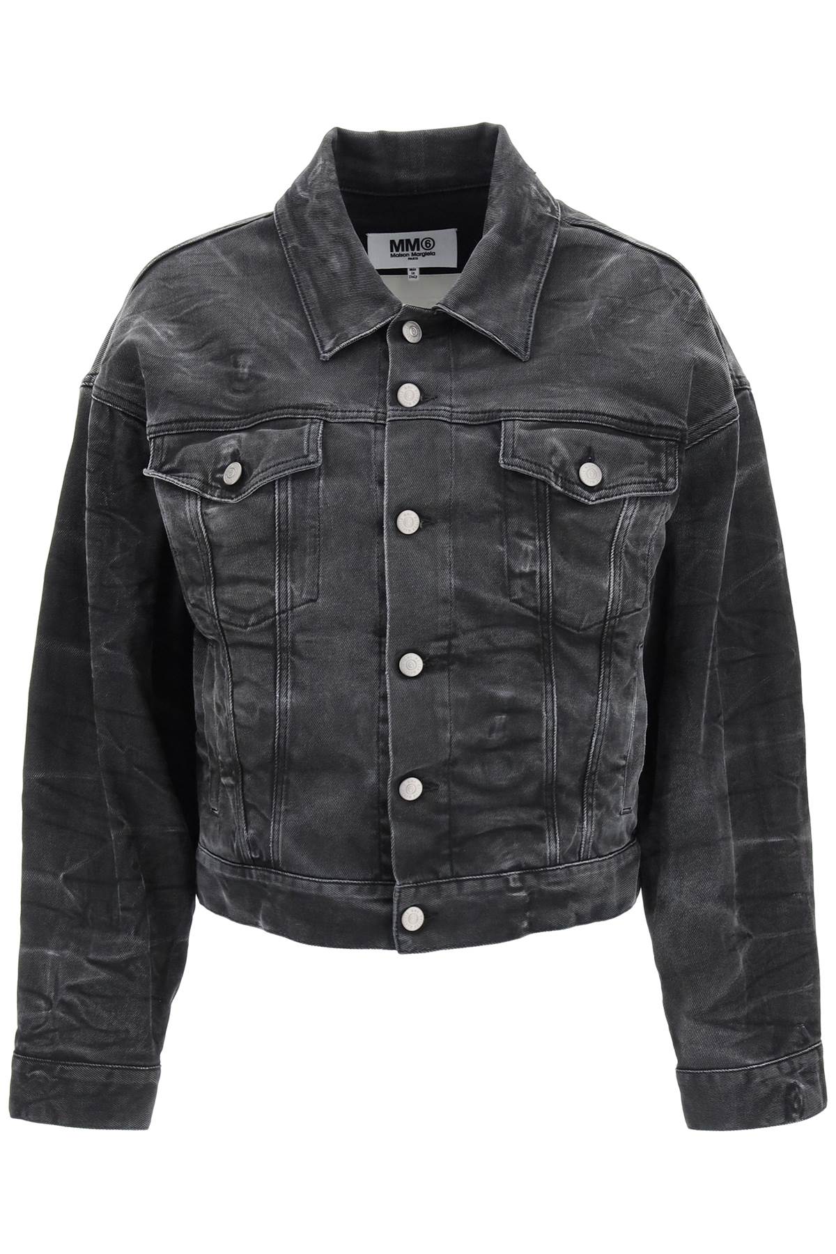 Mm6 Maison Margiela Crinkle Effect Denim Jacket   Grey