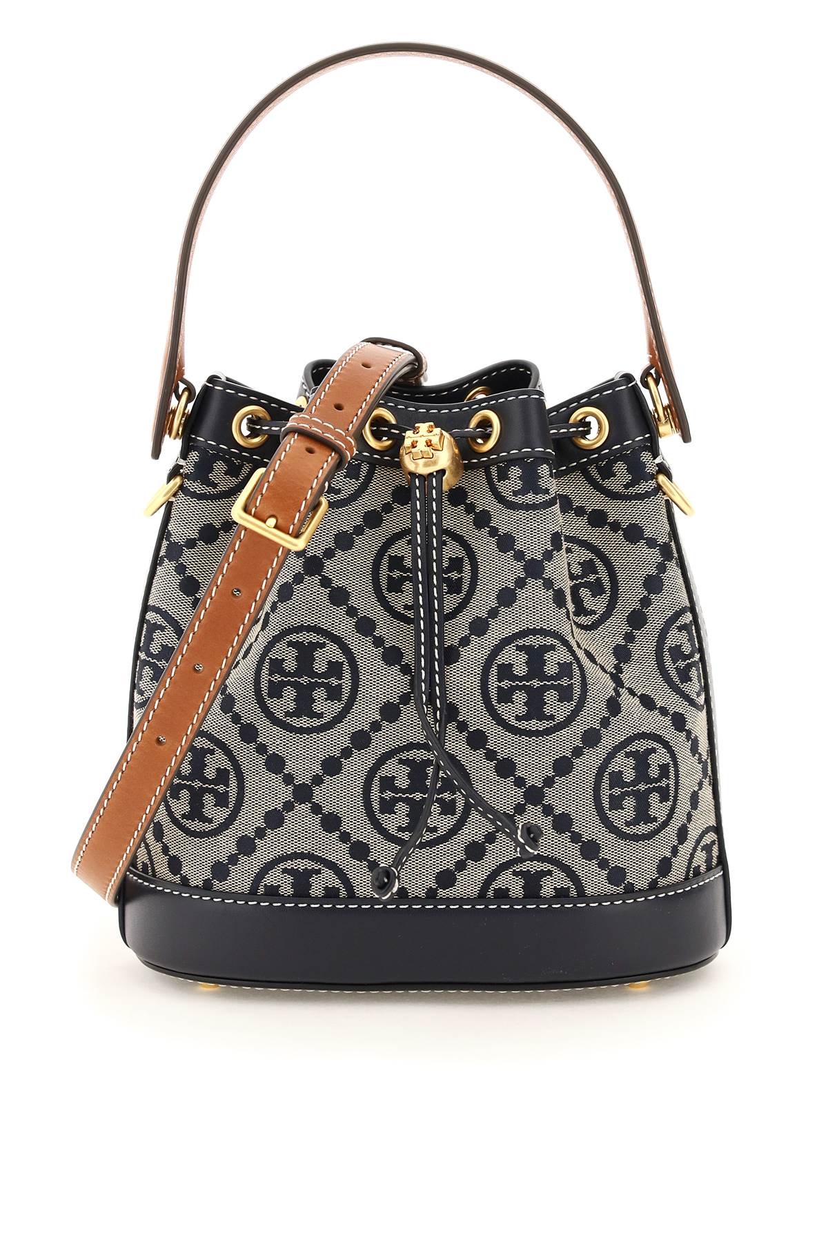 Tory Burch T Monogram Bucket Bag   Beige