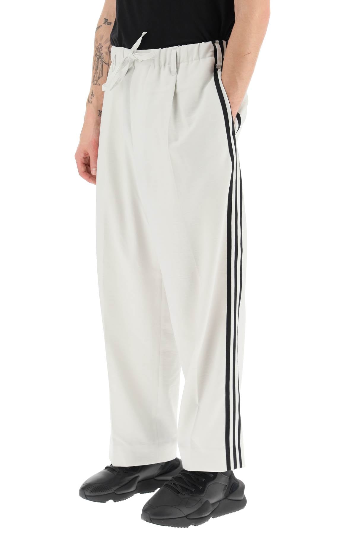 Y 3 Lightweight Twill Pants With Side Stripes   White