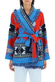 Alanui Icon Cardigan In Jacquard Cashmere   Blue