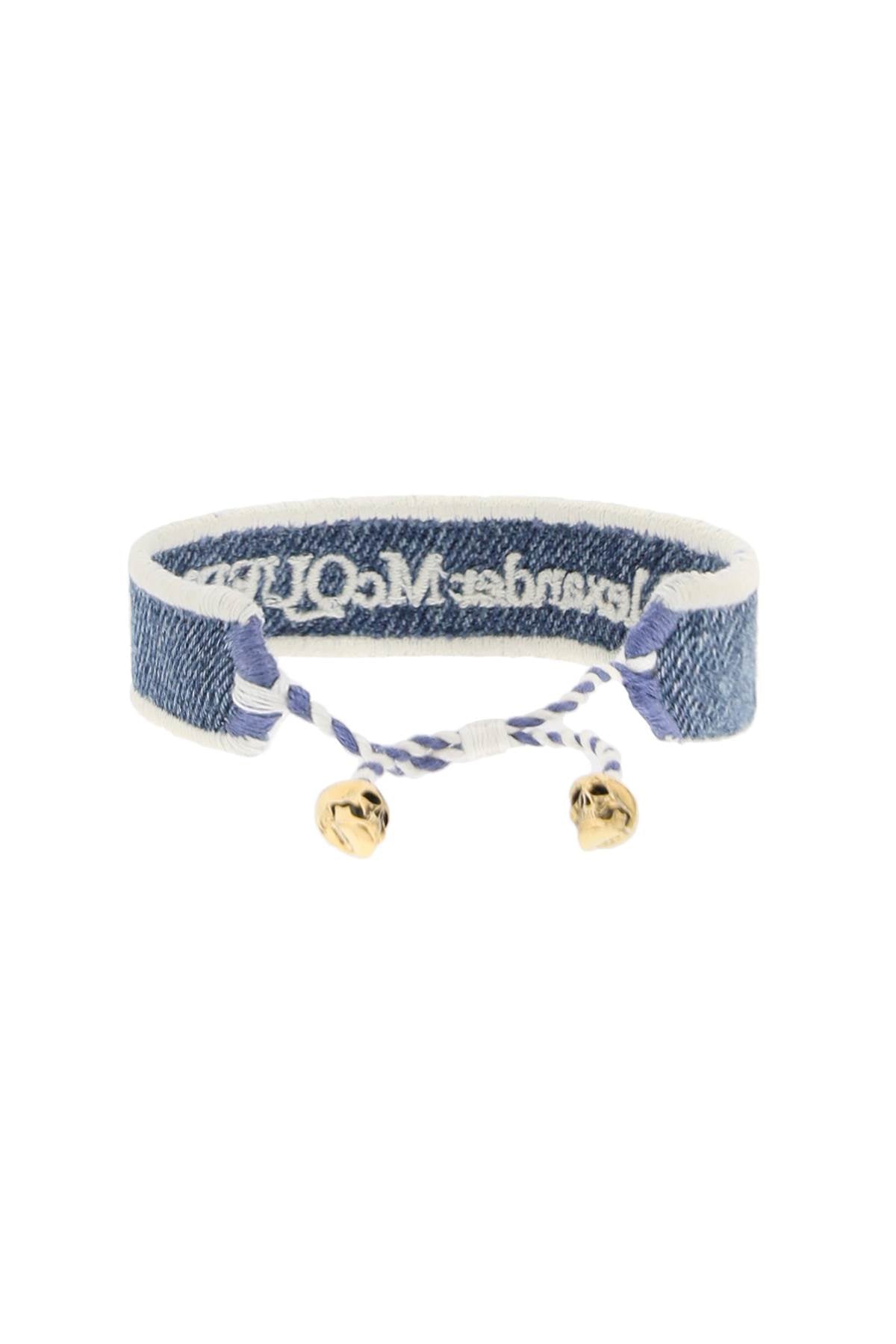 Alexander Mcqueen Embroidered Bracelet   Blue