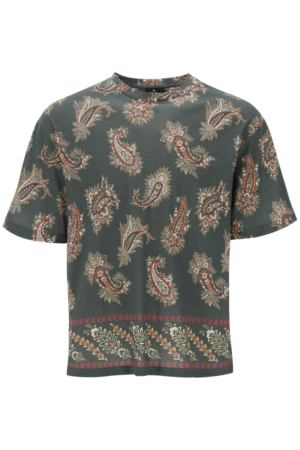 Etro T Shirt Girocollo Con Stampa Paisley   Blue