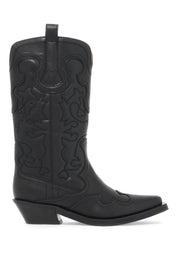 Ganni Embroidered Western Boots   Black