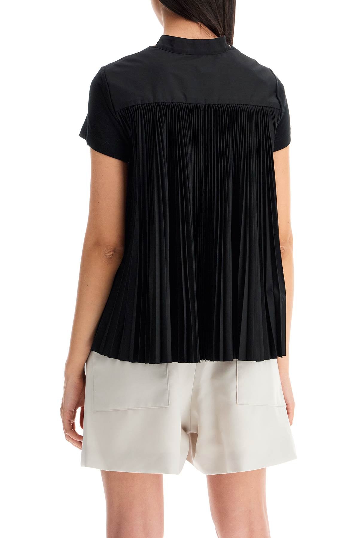 Sacai Pleated Back T Shirt   Black