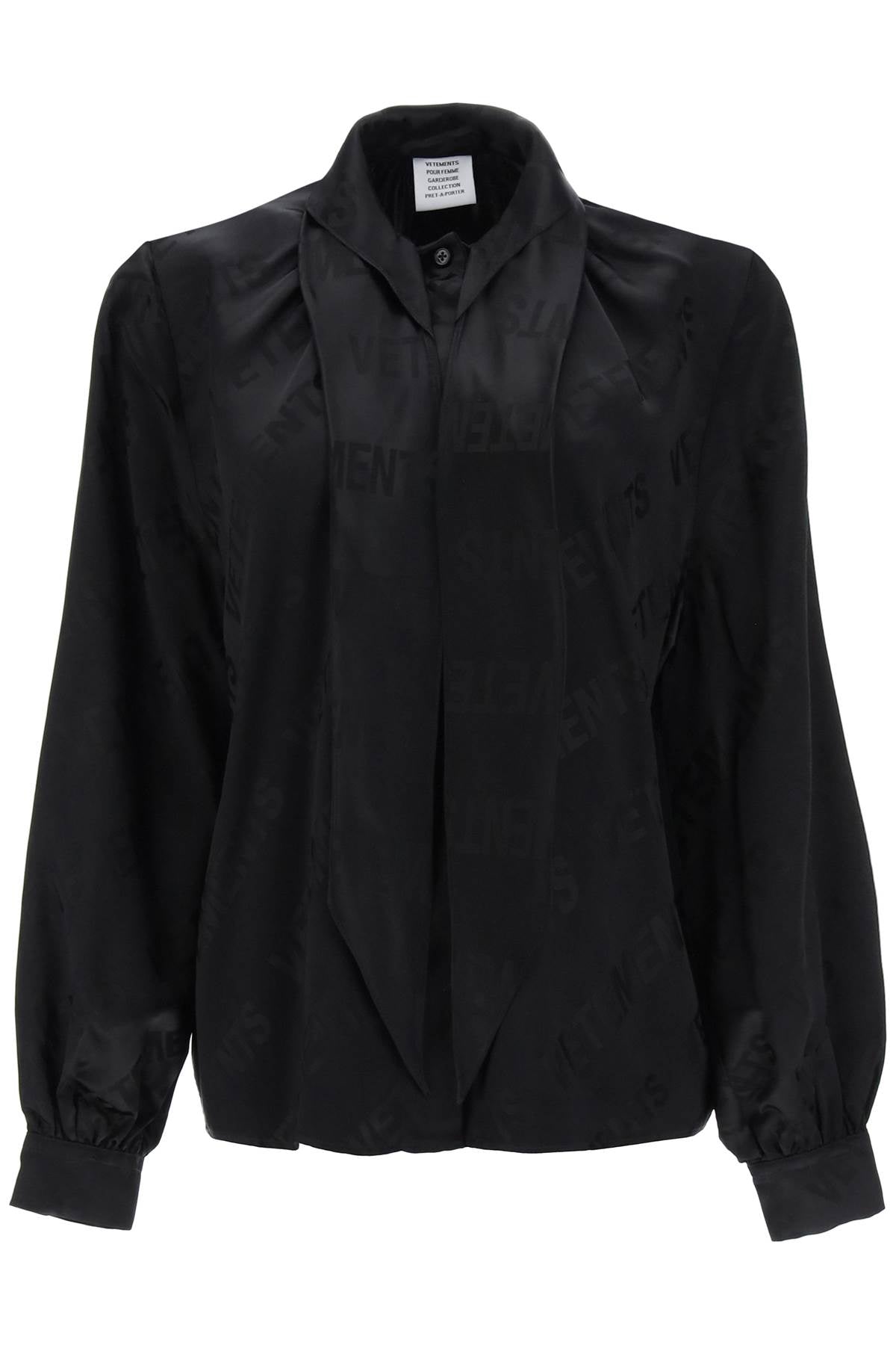 Vetements Scarf Collar Monogram Blouse   Black