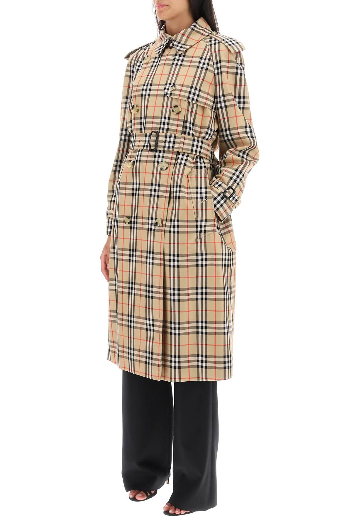 Burberry check trench coat