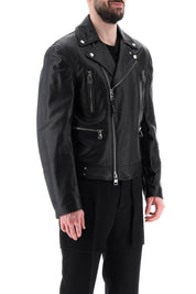 Alexander Mcqueen Leather Biker Jacket   Black