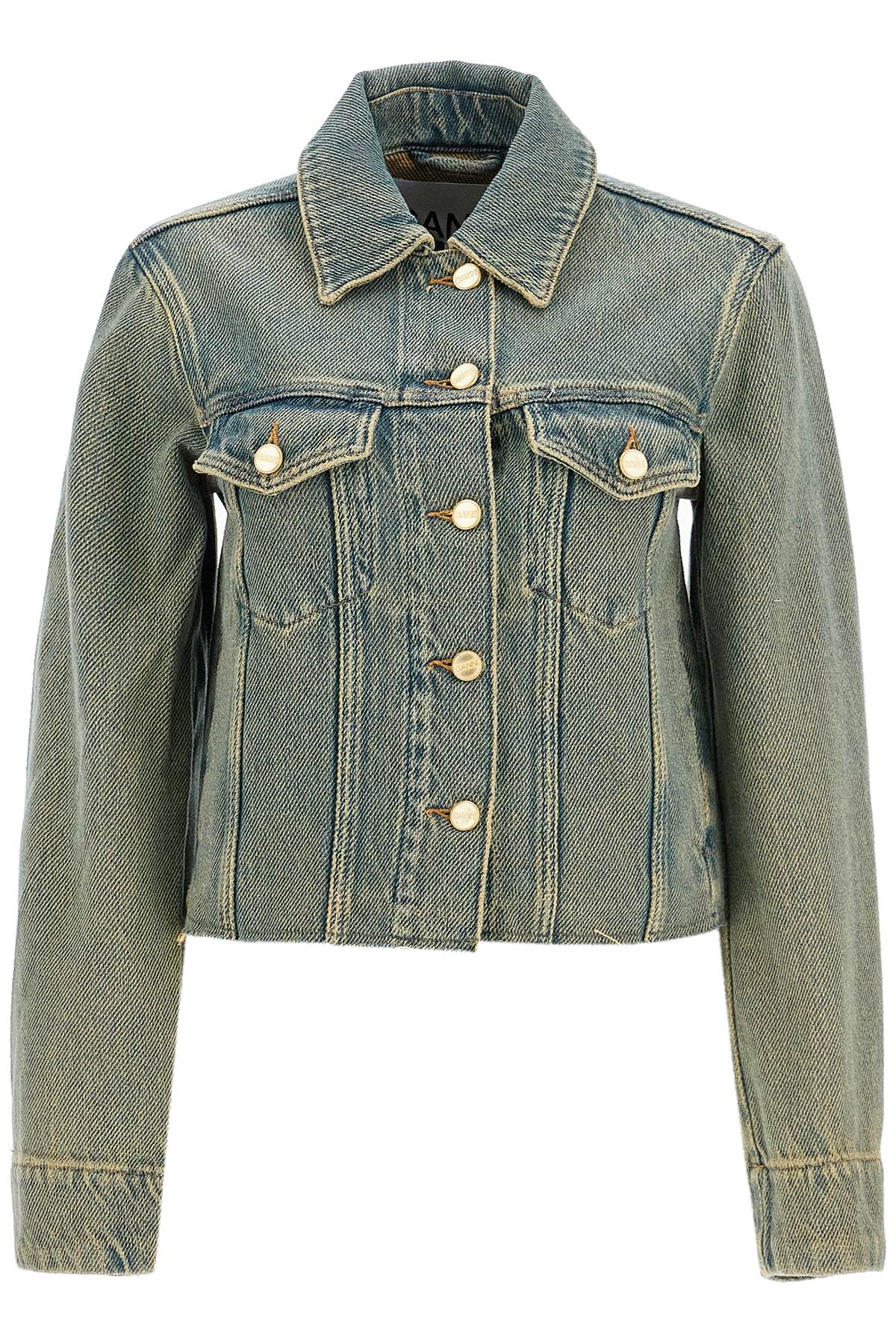 Ganni Short Overdyed Denim Jacket   Blue