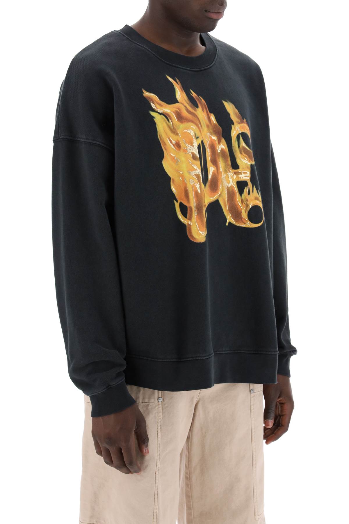 Palm Angels Replace With Double Quoteburning Monogram Crewneck   Black