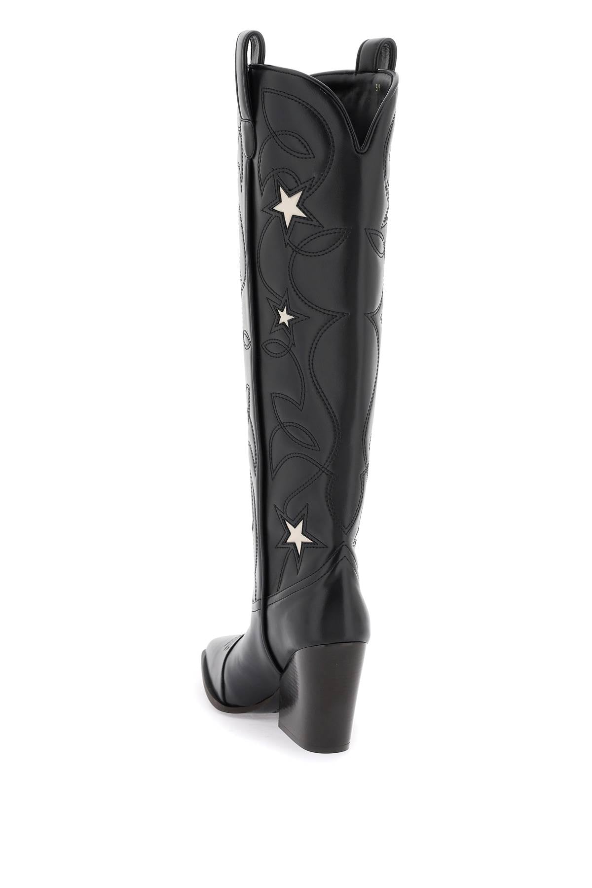 Stella Mc Cartney Texan Boots With Star Embroidery   Black