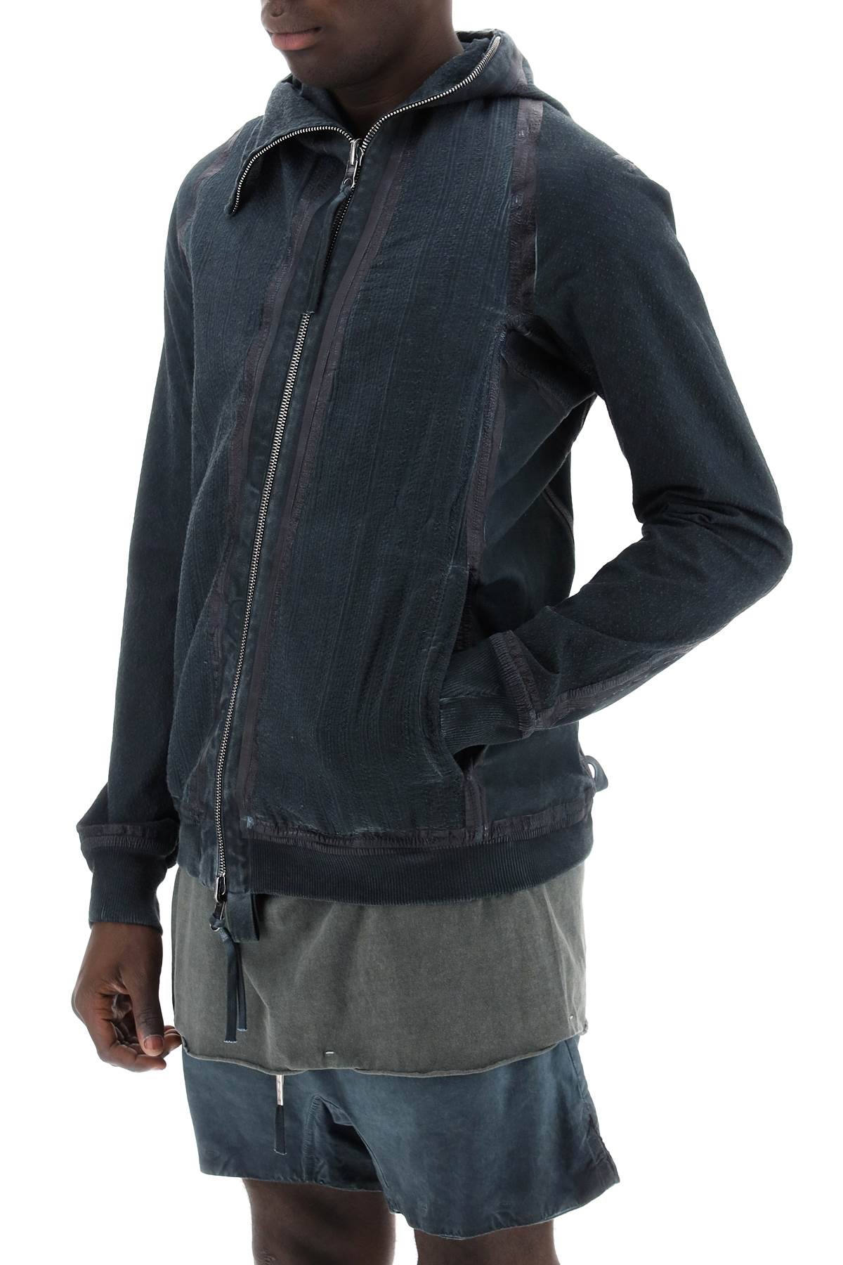 Boris Bidjan Saberi Hybrid Sweatshirt With Zip And Hood   Grey