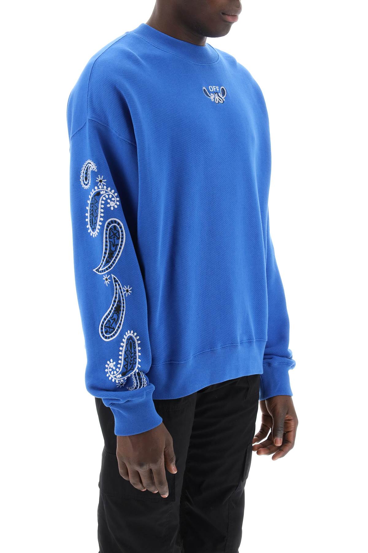 Off White Replace With Double Quotearrow Bandana Crewneck Sweat   Blue