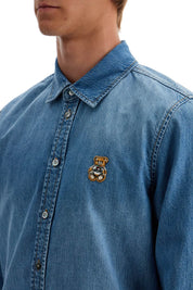 Moschino Denim Shirt With Patch Details   Blue