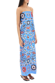 Tory Burch Maxi Dress In Printed Twill   Blue