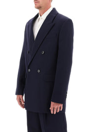 Ami Alexandre Matiussi Wool Serge Double Breasted Blazer   Blue