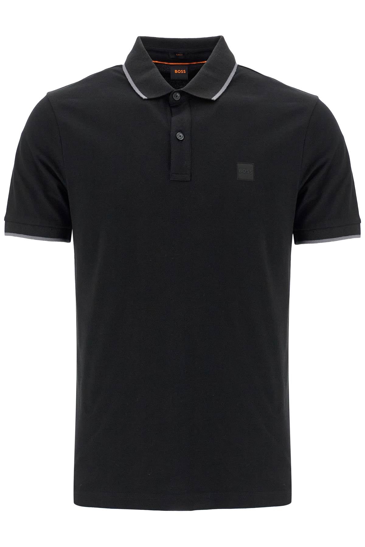 Boss Polo Shirt With Logo Patch   Black