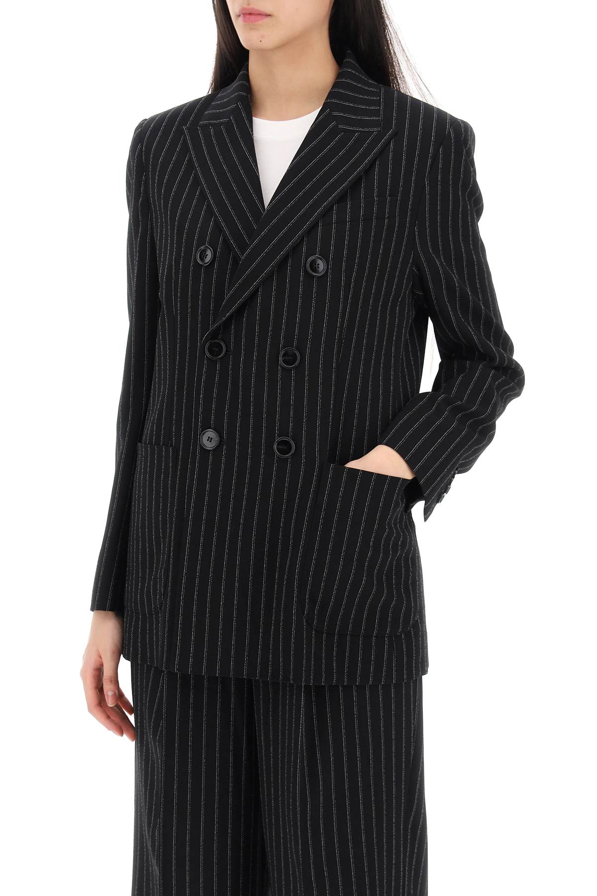 Ami Alexandre Matiussi Double Breasted Pinstripe   Black