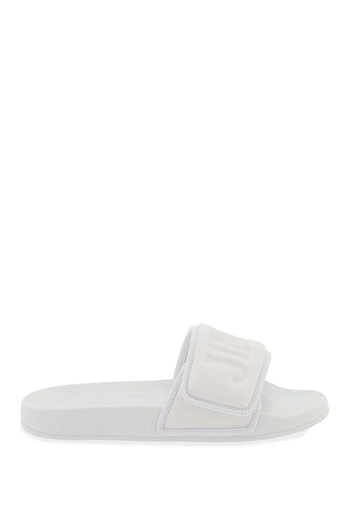 Jimmy Choo Fitz Slides With Lycra Logoed Bang   White