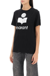 Isabel Marant Etoile Zewel T Shirt With Metallic Logo Print   Black