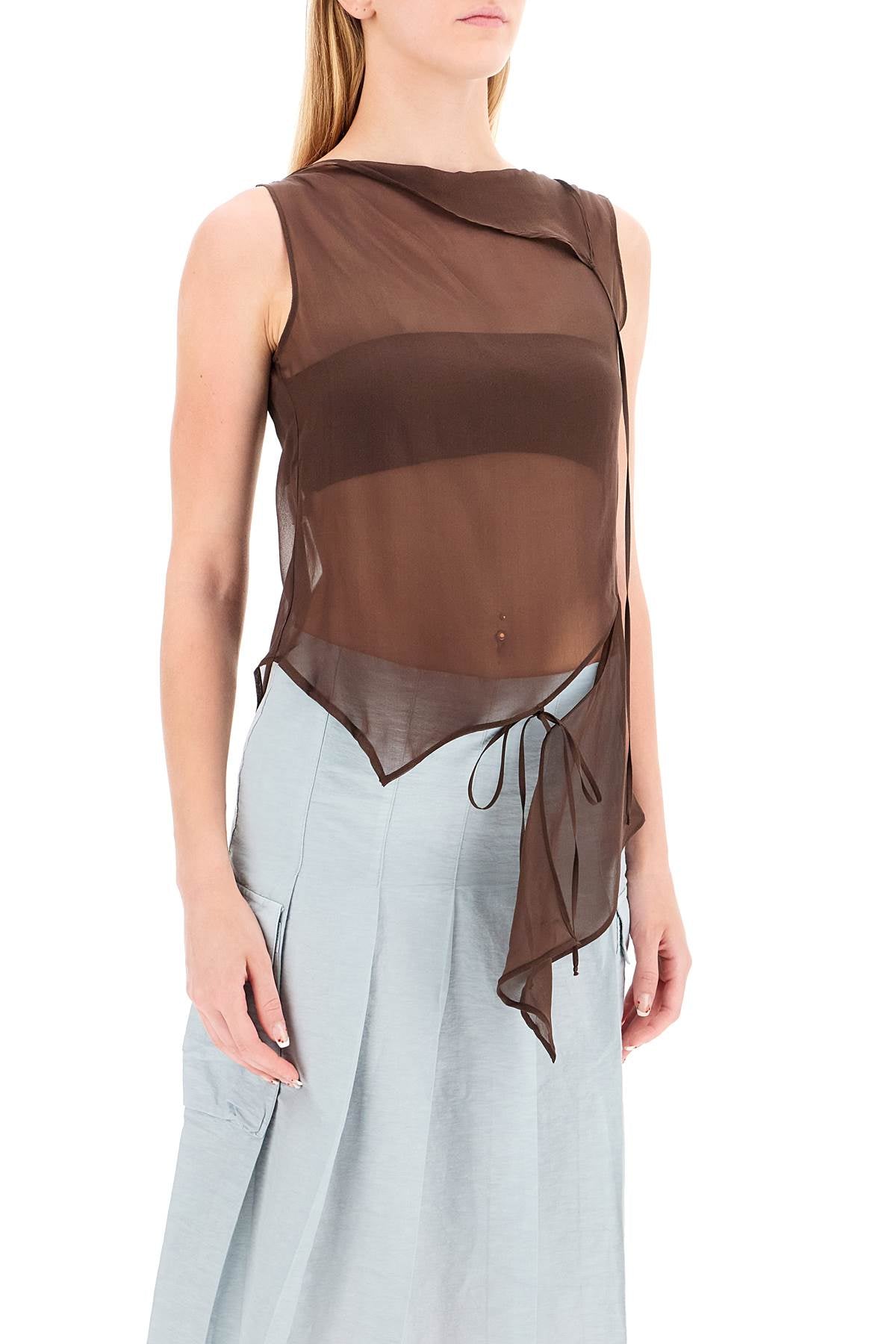 Paloma Wool Asymmetric Chiffon Sato Top   Brown