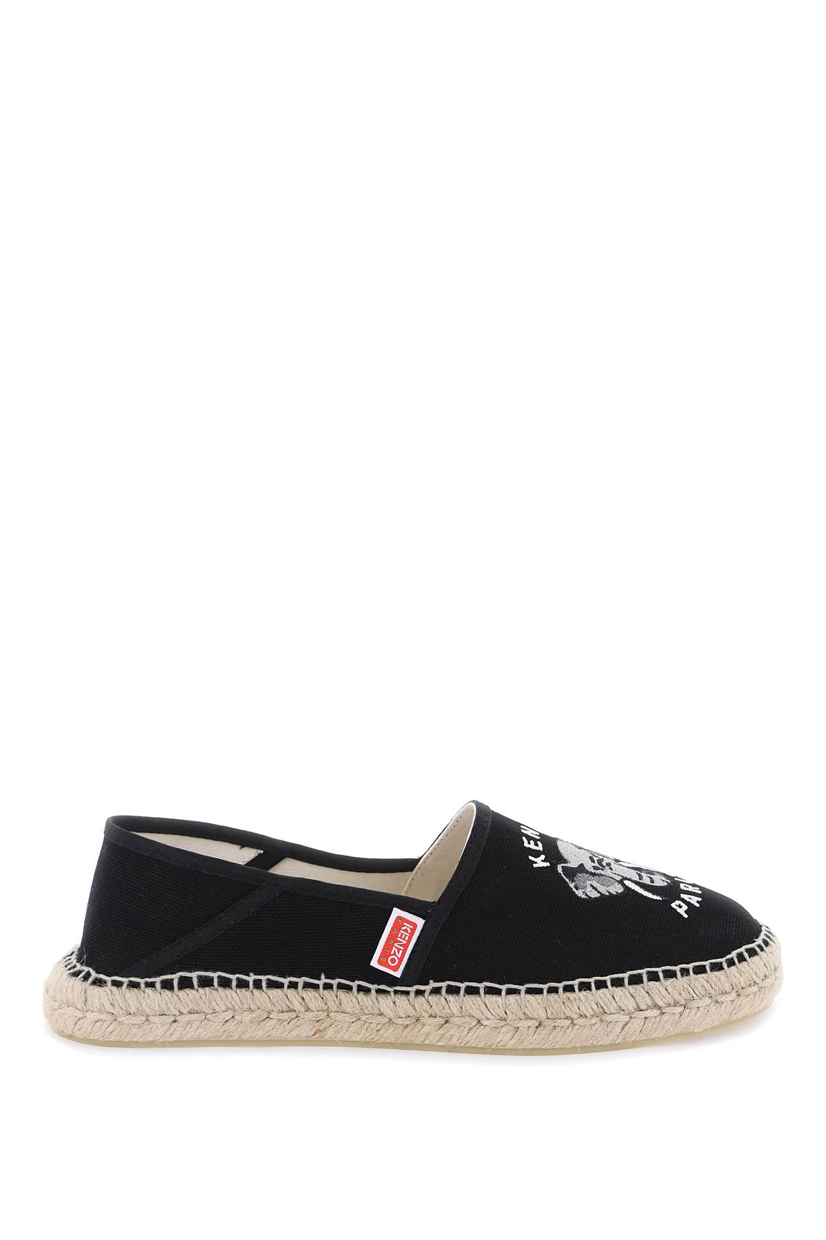 Kenzo Canvas Espadrilles With Logo Embroidery   Black