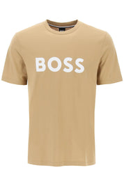 Boss Tiburt 354 Logo Print T Shirt   Beige