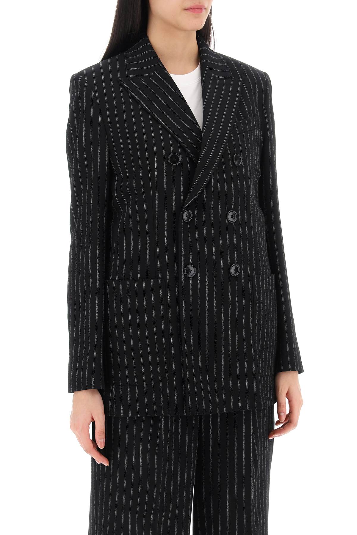 Ami Alexandre Matiussi Double Breasted Pinstripe   Black