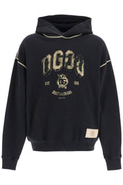 Dolce & Gabbana Oversized Hoodie With Hood And Logo Print   Black