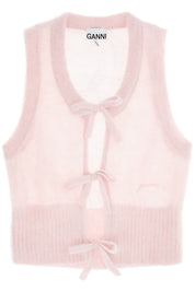 Ganni Mohair Lace Up Vest With Ties   Pink