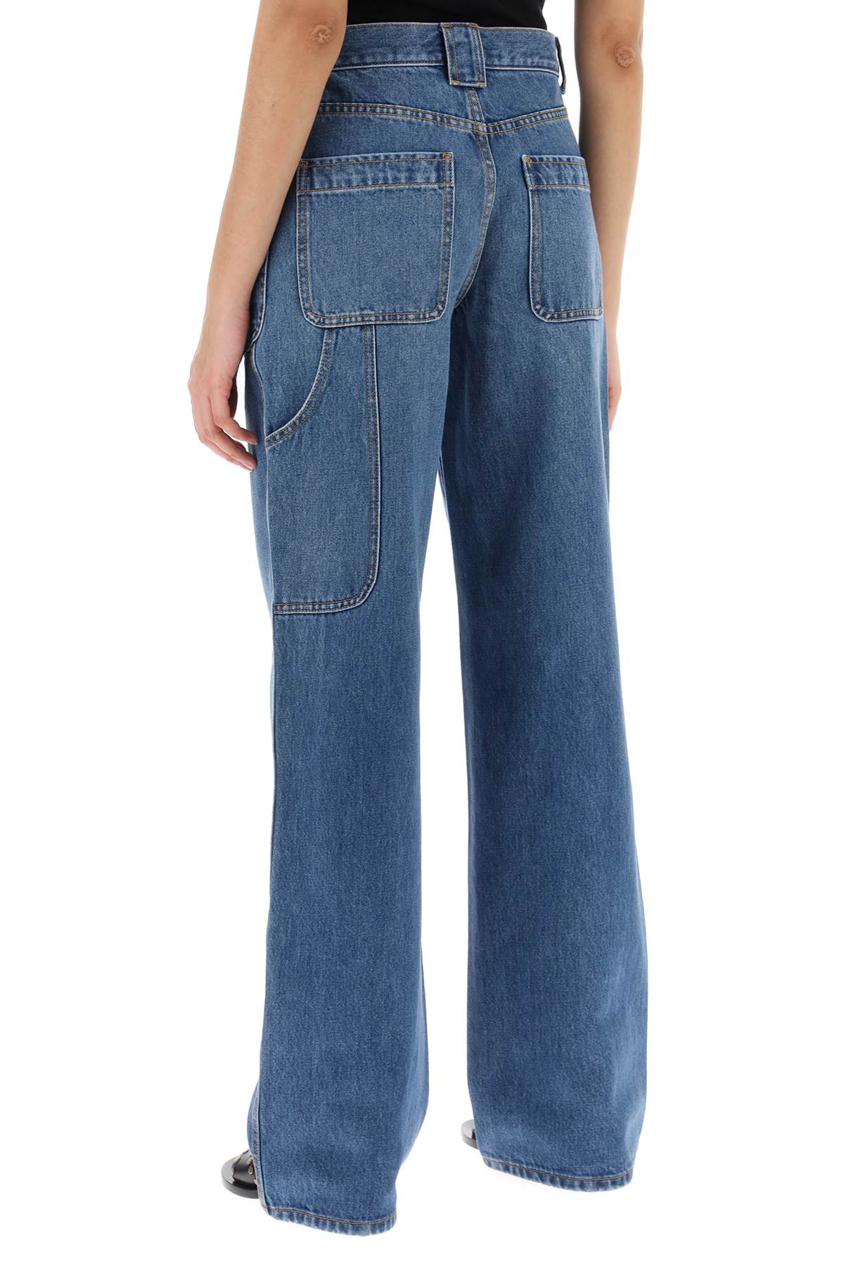 Tory Burch High Waisted Cargo Style Jeans In   Blue