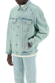 Palm Angels Replace With Double Quotedenim Overdye Jacket   Light Blue