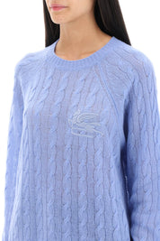 Etro Cashmere Sweater With Pegasus Embroidery   Light Blue