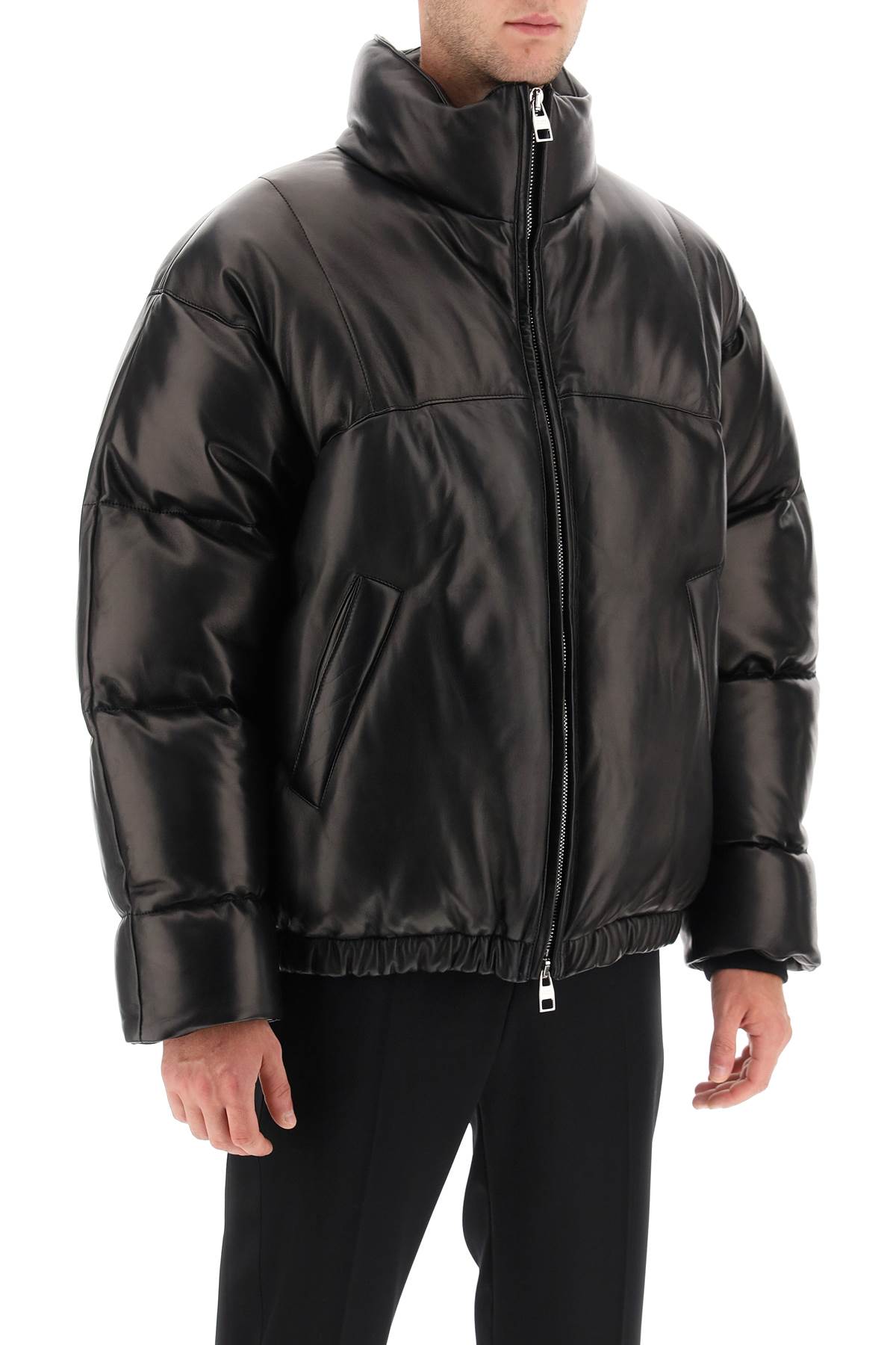 Alexander Mcqueen Quilted Leather Puffer Jacket   Black