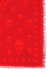 Alexander Mcqueen Skull Scarf In Light Wool   Red