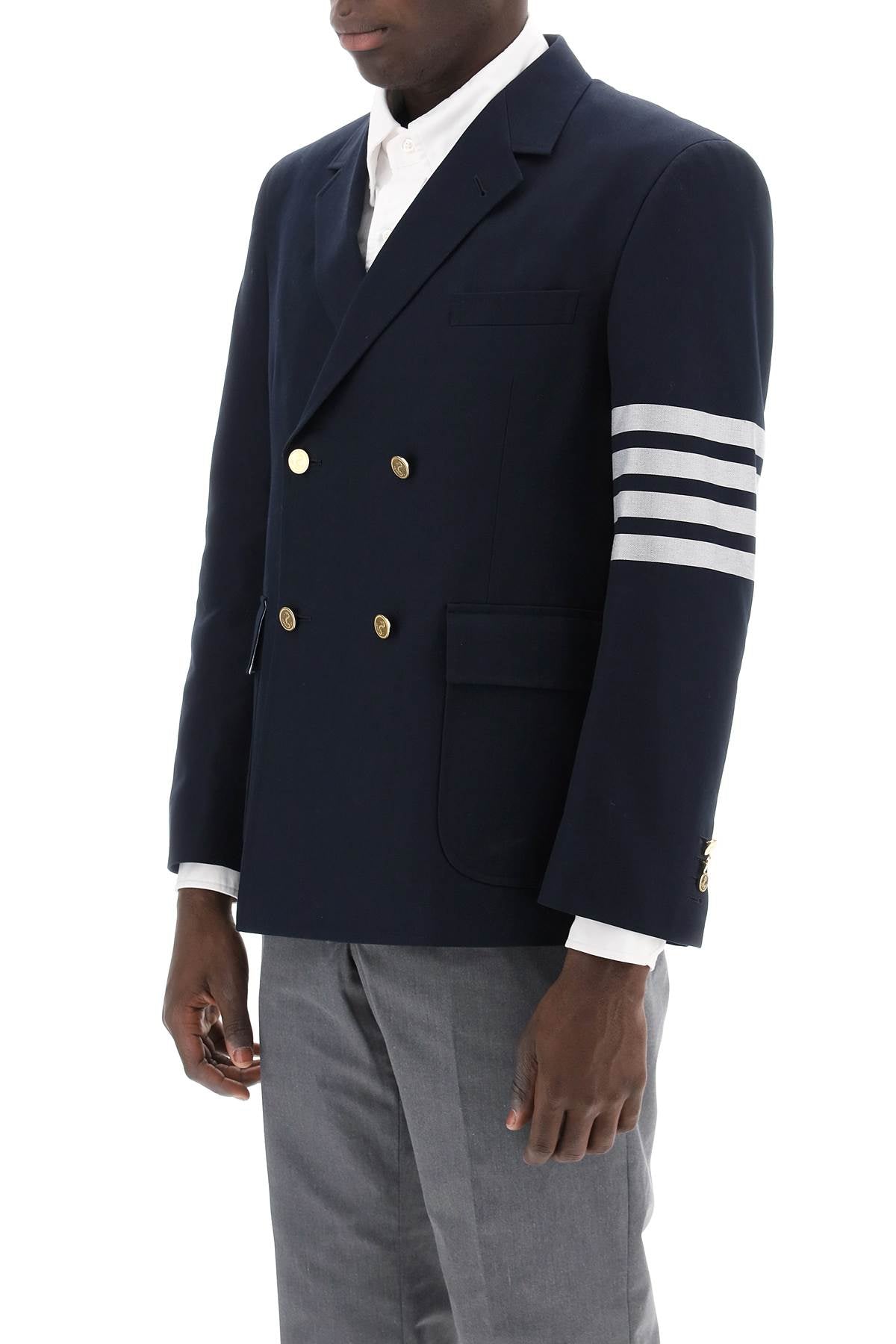 Thom Browne 4 Bar Double Breasted Jacket   Blue