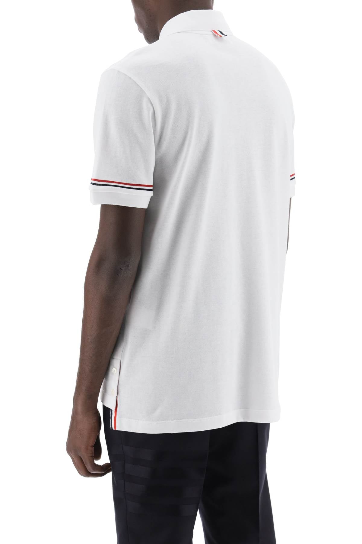 Thom Browne Tricolor Intarsia Polo Shirt   White