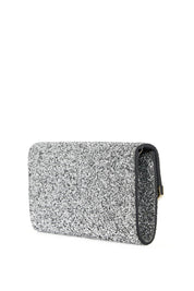 Jimmy Choo Glittered Emmie Clutch   Silver