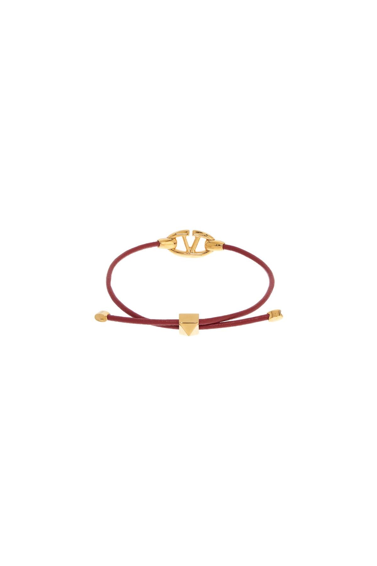 Valentino Garavani Leather Vlogo Bracelet 'The Bold   Gold