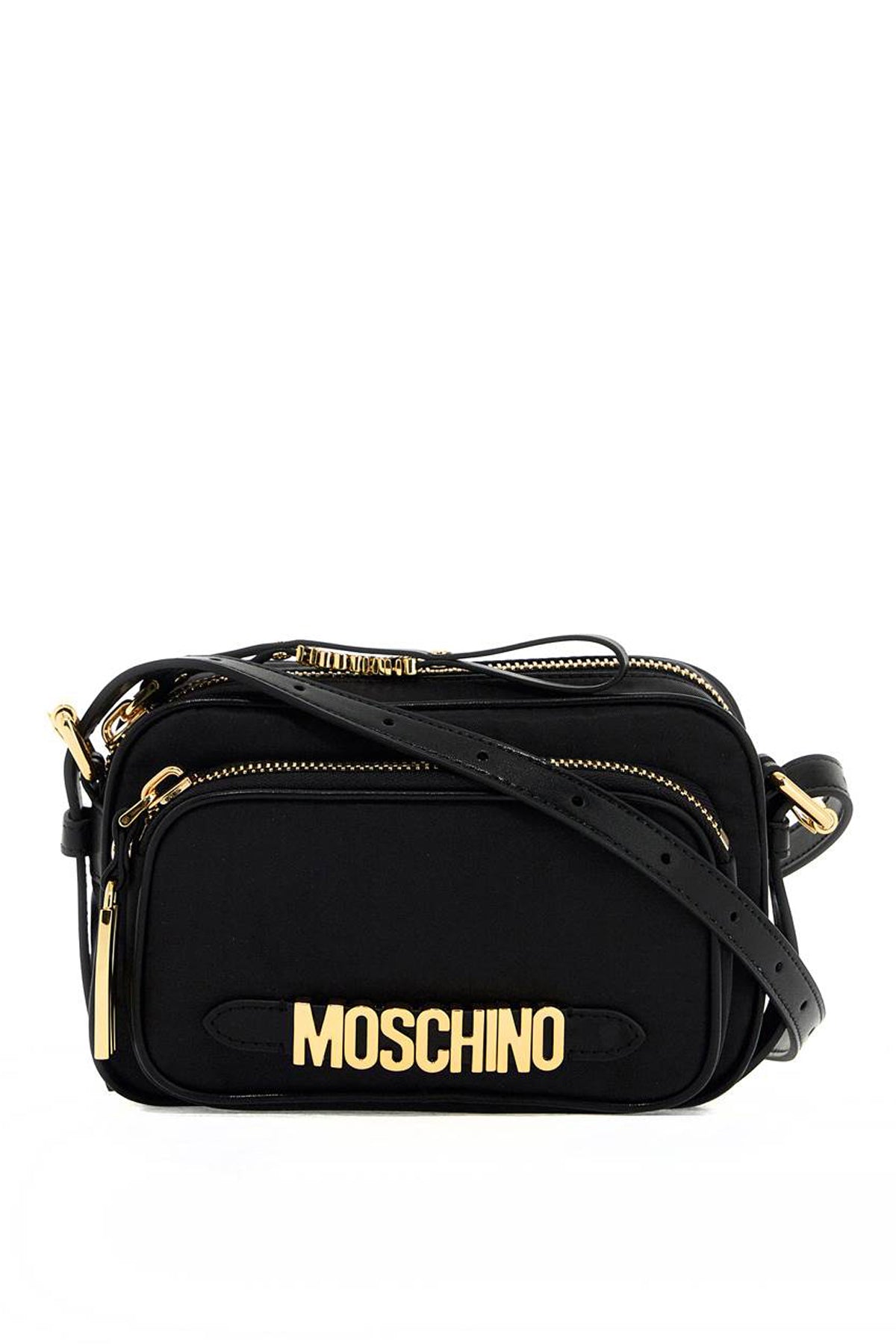 Moschino Mini Shoulder Bag With Metal Logo   Black