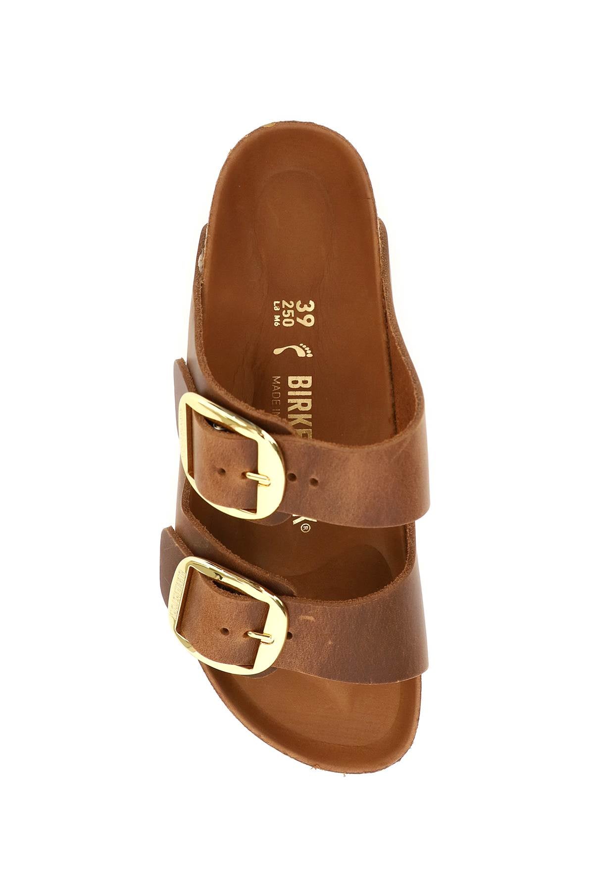 Birkenstock Big Buckle Arizona Slides   Brown