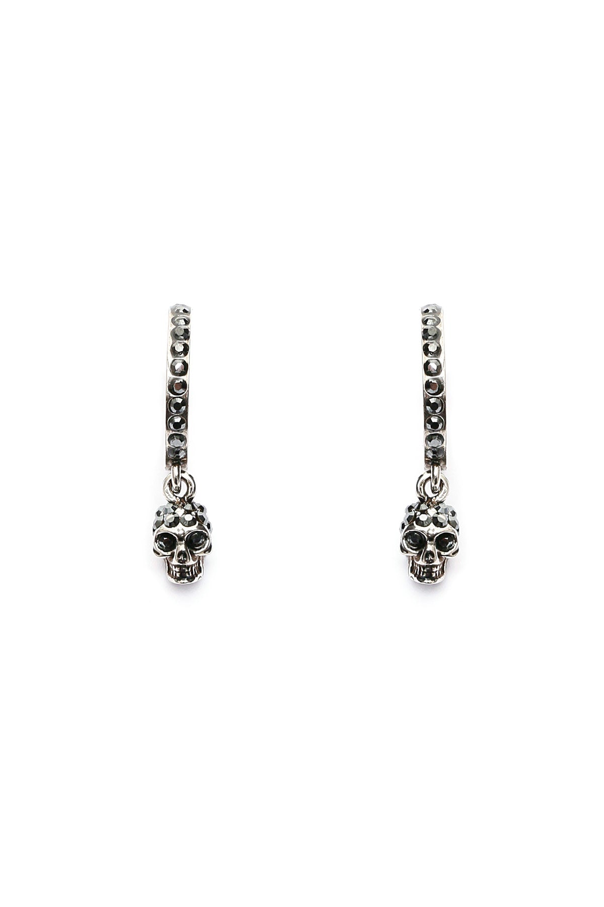 Alexander Mcqueen Hoop Earrings With Skull Pendant   Silver