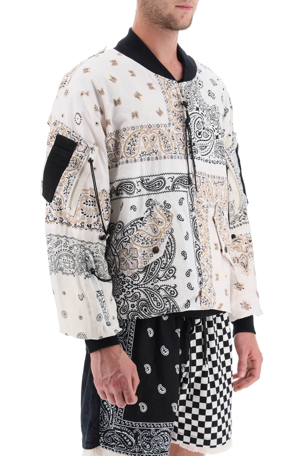 Children Of The Discordance Bomber Jacket With Bandana Motif   White