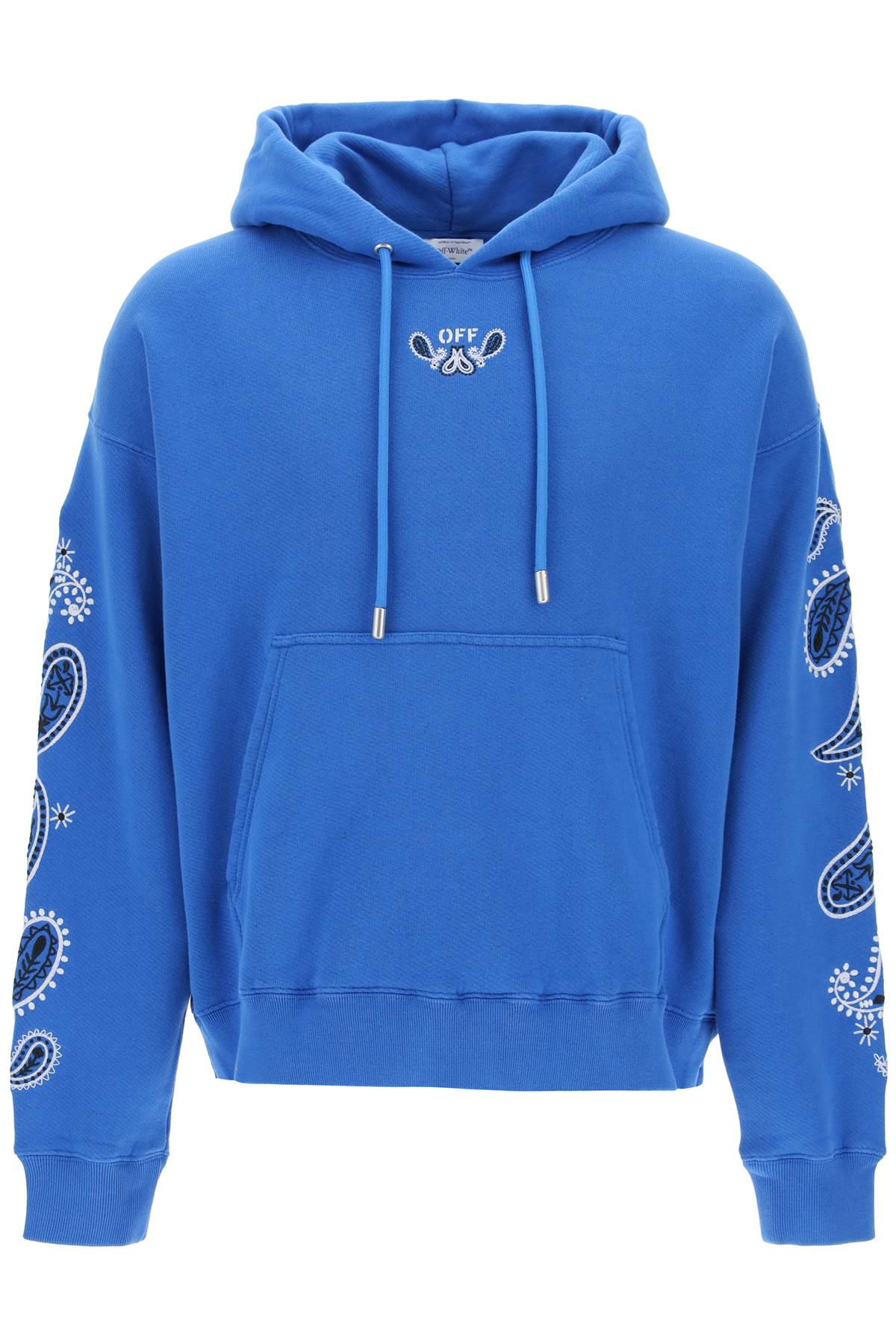 Off White Hooded Sweatshirt With Arrow Band   Blue